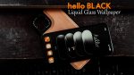 Hello BLACK Liquid Glass iPhone Wallpaper